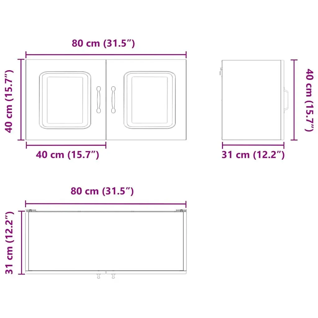 Kitchen Cabinet Engineered Wood Storage Black 80x31x40cm