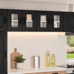 Black Engineered Wood Kitchen Cabinet with Ample Storage