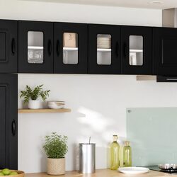 Black Kitchen Cabinet Panel in Engineered Wood, 60 x 31 x 40 cm