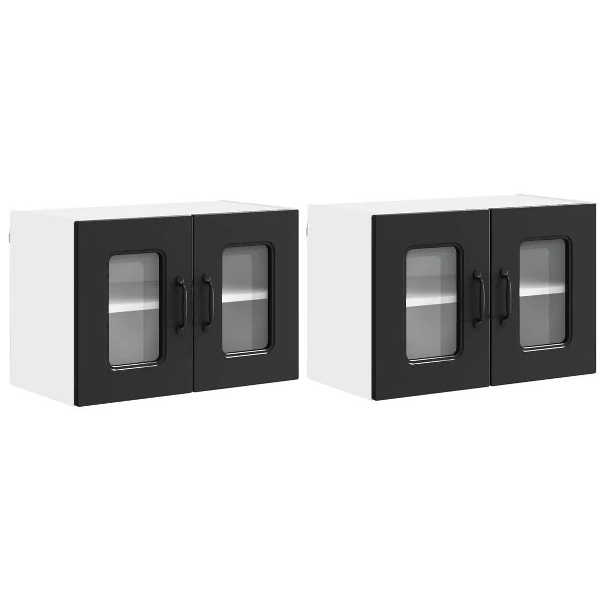 Engineered Wood Kitchen Cabinet Panel Storage Black 60x31x40cm 2 Piece