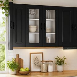 Black Kitchen Dishwasher Panel Cabinet Made of Engineered Wood 40x31x80cm