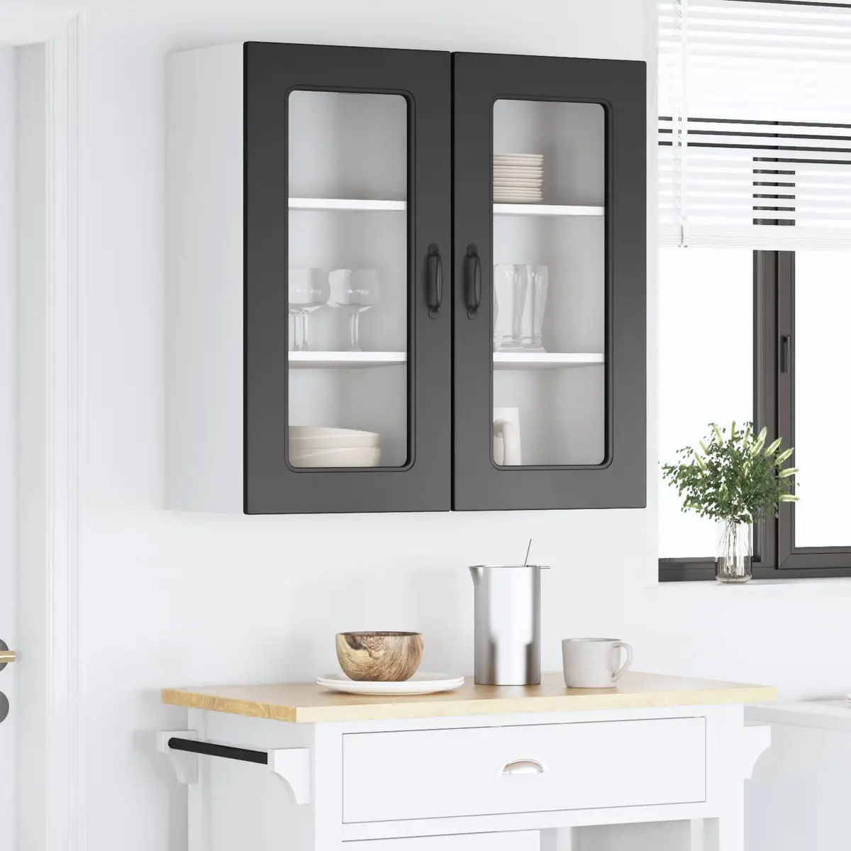 Kitchen Cabinet Engineered Wood Storage Unit Black 40x31x80cm