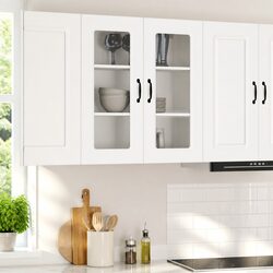 White Engineered Wood Kitchen Cabinet with Ample Storage