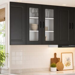 Engineered Wood Black Kitchen Cabinet with Dimensions 80x31x80cm