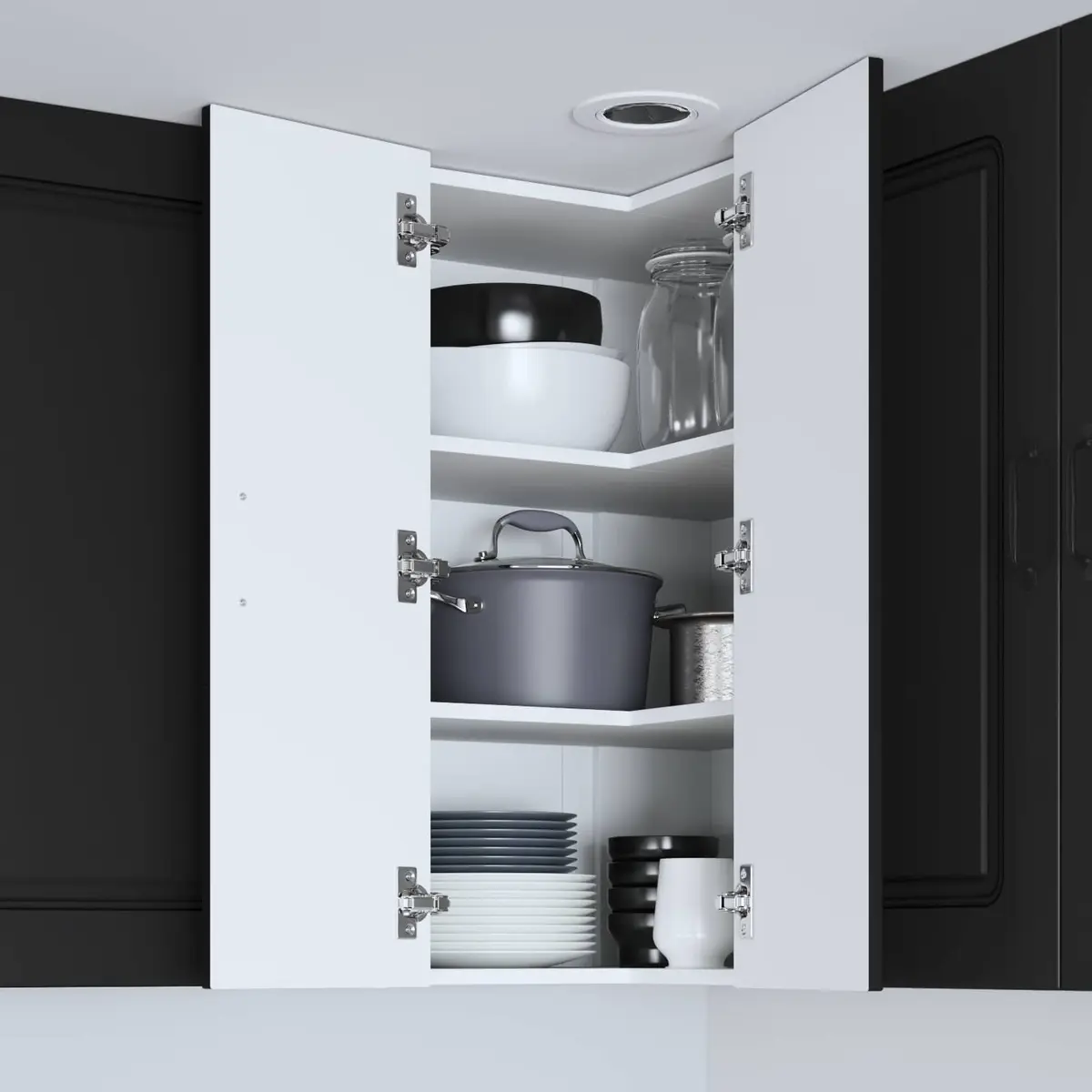 Kitchen Cabinet Engineered Wood Ample Storage Space Black