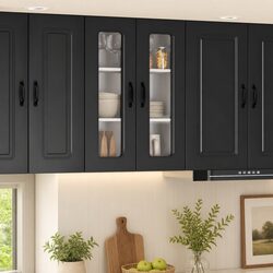 Engineered Wood Kitchen Cabinet - Black Storage Solution