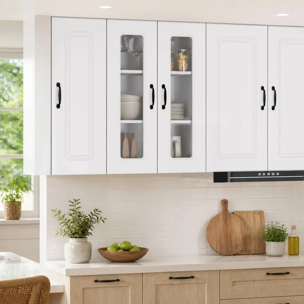 High Gloss White Kitchen Cabinet Engineered Wood Compact Storage 60 x 31 x 80 cm