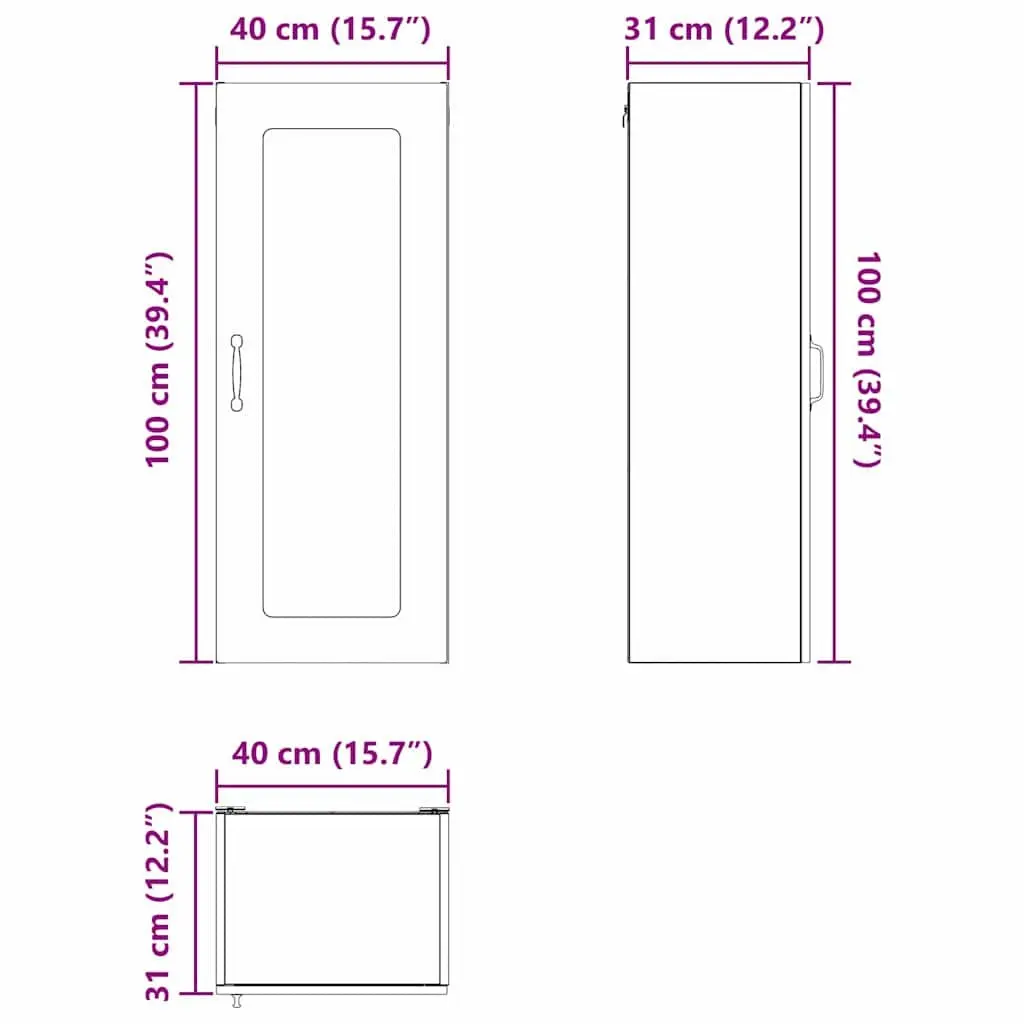 Kitchen Cabinet High Gloss White Compact Storage 40x31x100cm