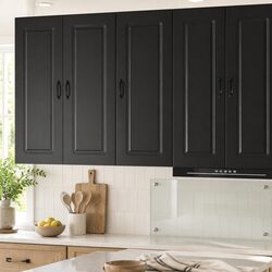 Engineered Wood Kitchen Cabinet with Black Finish
