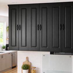 Black Engineered Wood Kitchen Storage Cabinet