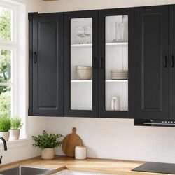 Engineered Wood Dishwasher Panel Kitchen Cabinet, Black
