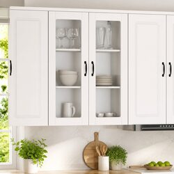 Engineered Wood High Gloss White Kitchen Cabinet
