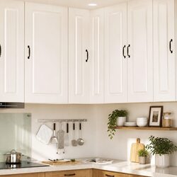 Kitchen Cabinet Storage in White Engineered Wood