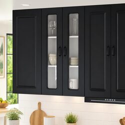 Engineered Wood Kitchen Cabinet Black with Ample Storage