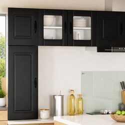 Contemporary Black Wall Glass Cabinets – 2 Units