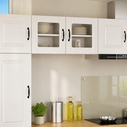 Engineered Wood Wall Glass Cabinet in High Gloss White