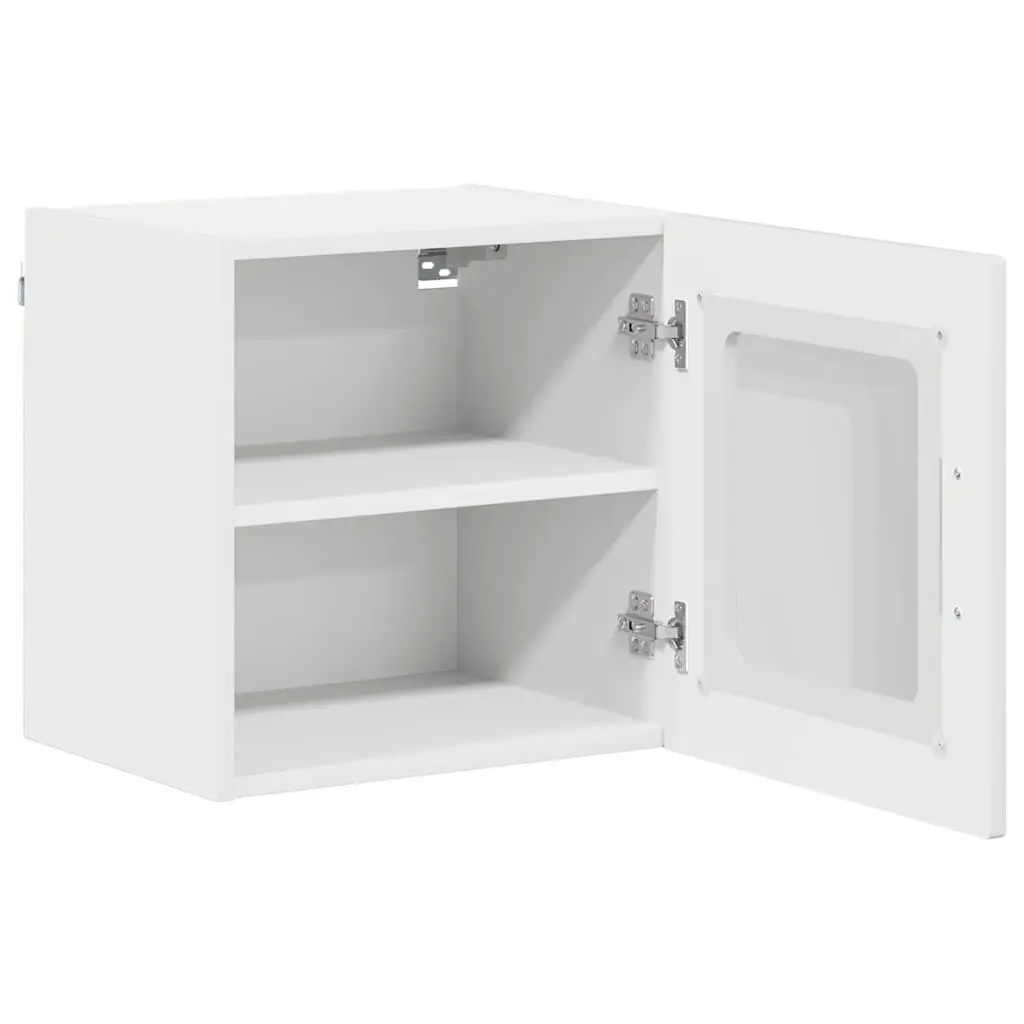 Wall Glass Cabinet Engineered Wood Kitchen Storage High Gloss White 40x31x40cm