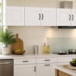 Wall Cabinet for Kitchen Storage in White Engineered Wood