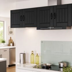 Engineered Wood Wall Cabinets Set in Black Finish