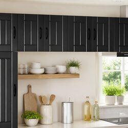 Engineered Wood Black Wall Cabinet for Kitchen Use
