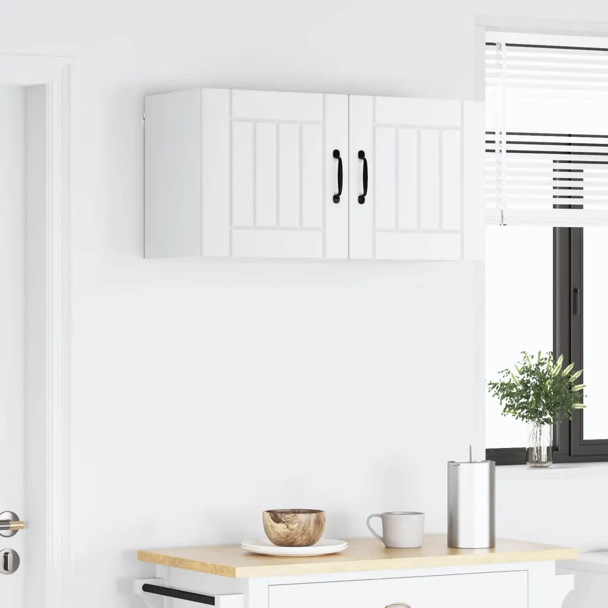Wall Cabinet Engineered Wood Modern Kitchen Storage 80x31x40cm White