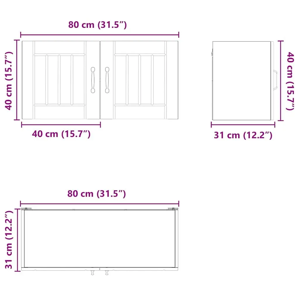Wall Cabinet High Gloss White Engineered Wood Kitchen Storage 80 x 31 x 40 cm
