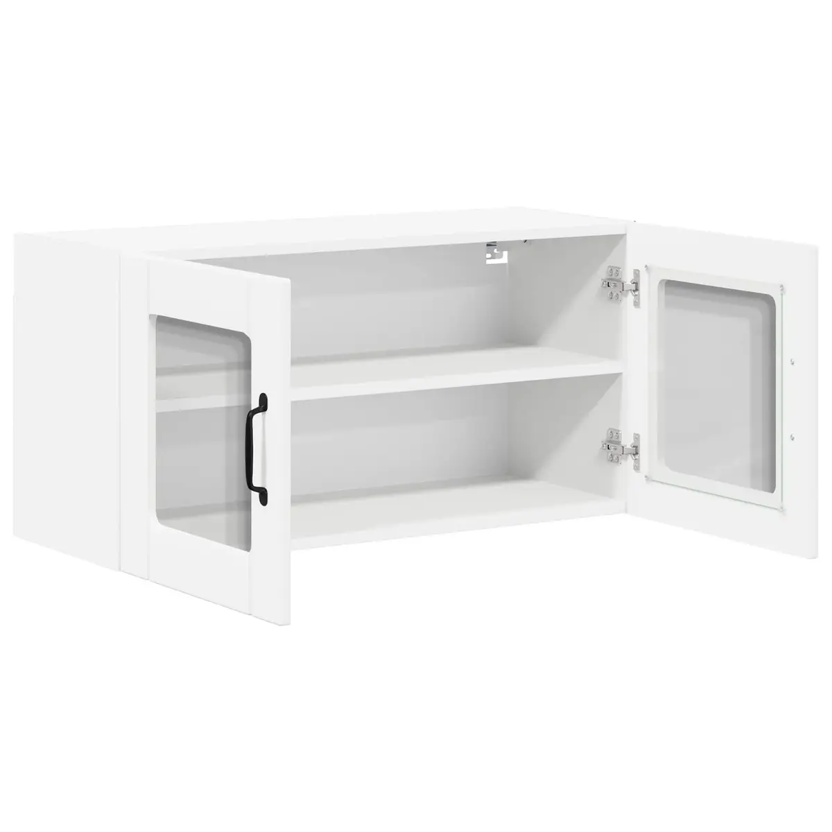 Wall Glass Cabinet White Kitchen Storage Engineered Wood 80 x 31 x 40 cm