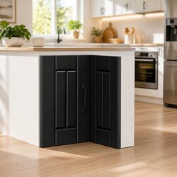 Corner Cabinet for Kitchen Storage in Black Engineered Wood