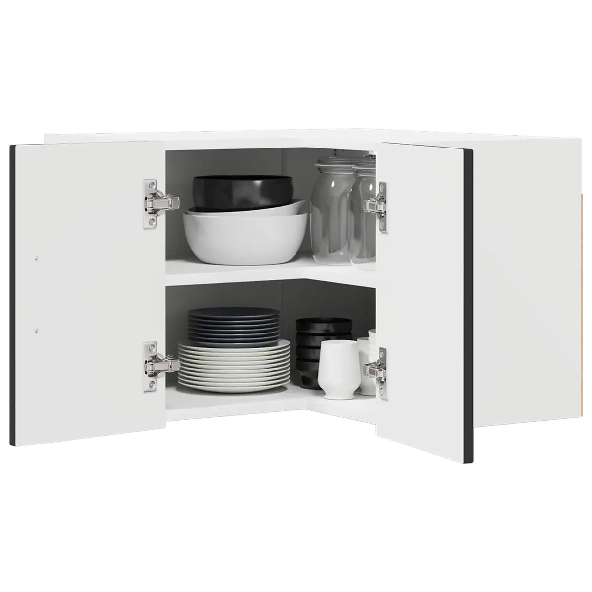 Wall Corner Cabinet Kitchen Storage Engineered Wood Black 57x57x40cm Modern