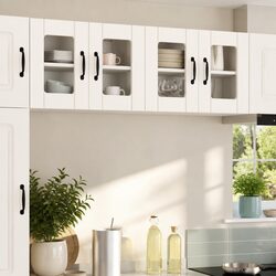 Wall-Mounted Glass Kitchen Cabinet in White 60x31x40cm