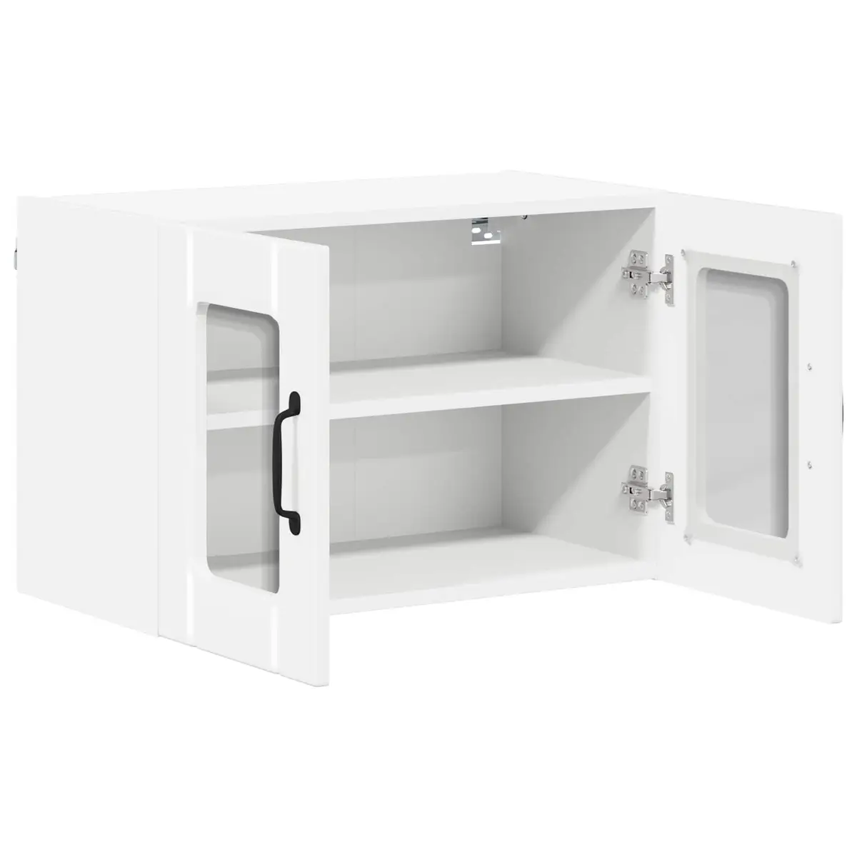Wall Glass Cabinet Engineered Wood High Gloss White Kitchen Storage 60 x 31 x 40 cm