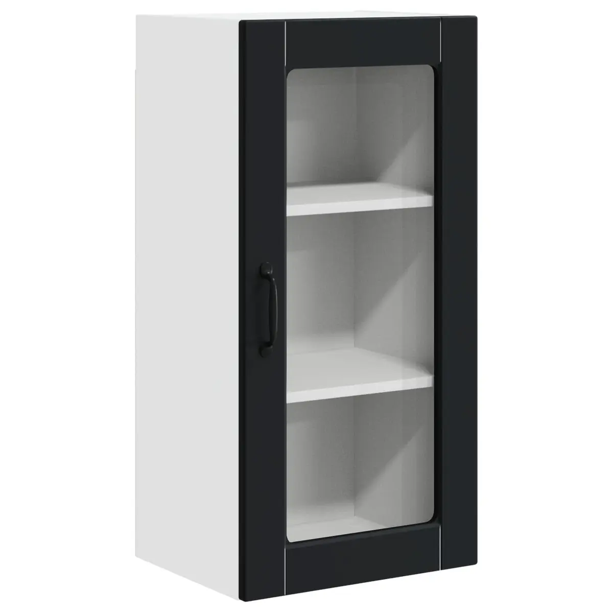 Wall Glass Cabinet Modern Kitchen Storage Engineered Wood 40 x 31 x 80 cm Black