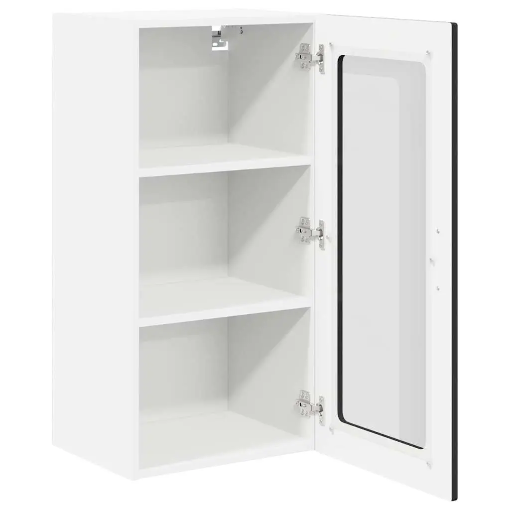 Wall Glass Cabinet Modern Kitchen Storage Engineered Wood 40 x 31 x 80 cm Black