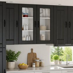 Engineered Wood Wall Glass Cabinet for Storage