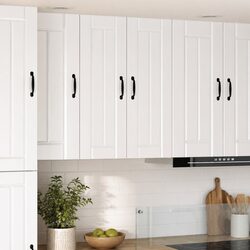 Wall Cabinet Kitchen Storage Unit in Black Engineered Wood