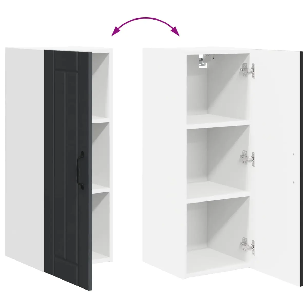 Wall Cabinet Set of 2 Contemporary Black Engineered Wood 30 x 31 x 80 cm