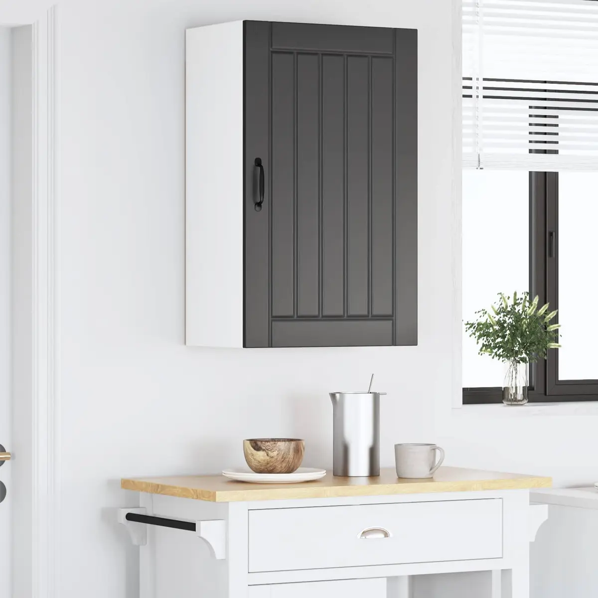 Wall Cabinet Kitchen Storage Engineered Wood Black 50 x 31 x 80 cm