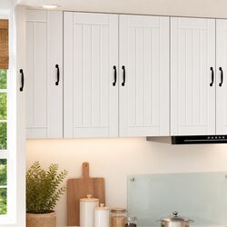 White Wall Cabinet for Kitchen with Dishwasher Panel