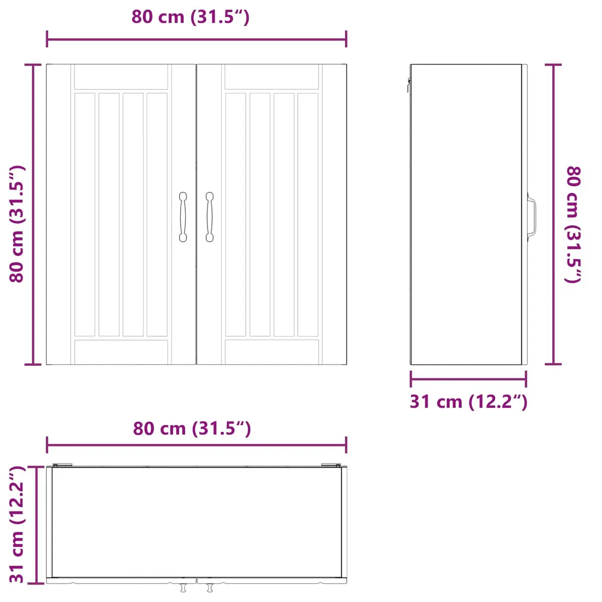 Wall Cabinet Storage Modern Black Engineered Wood 80x31x80cm Dishwasher Panel