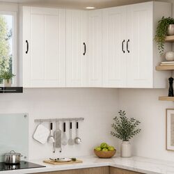 Compact White Kitchen Corner Cabinet in Engineered Wood