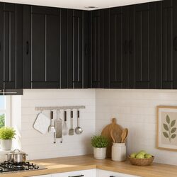 57x57x80cm Black Wall Corner Cabinet for Kitchens