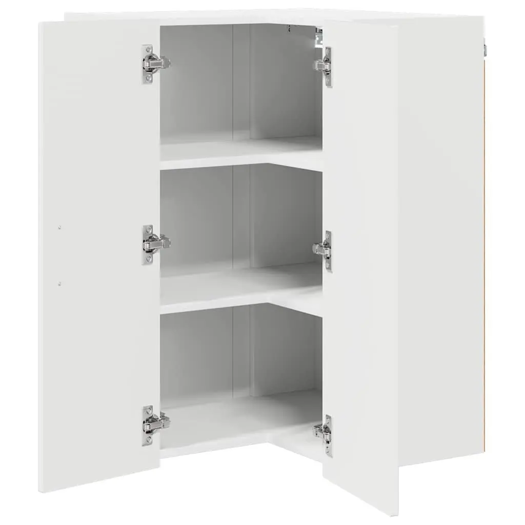 Wall Corner Cabinet Modern High Gloss White Engineered Wood 57x57x80 cm