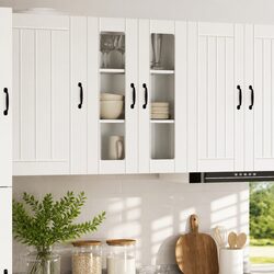 Wall-Mounted Glass Storage Cabinet in White