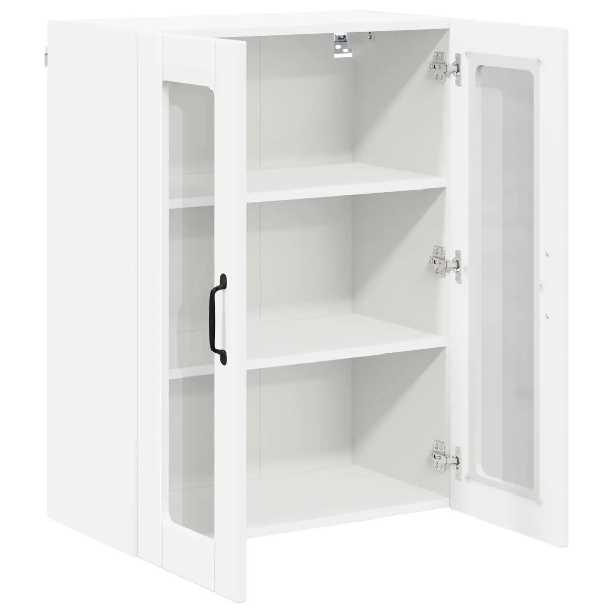Wall Cabinet Modern Glass Front Engineered Wood 60 x 31 x 80 cm White