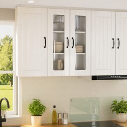 Rectangular High Gloss White Wall Cabinet for Storage