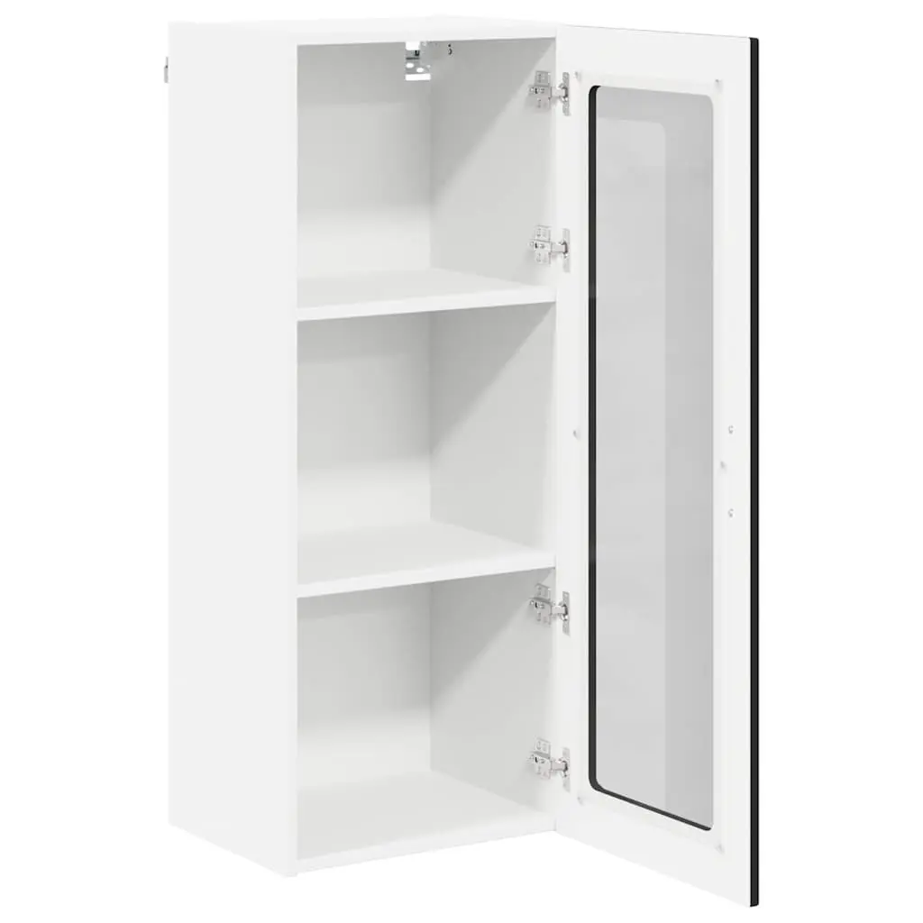 Wall Glass Cabinet Modern Engineered Wood Rectangular Black