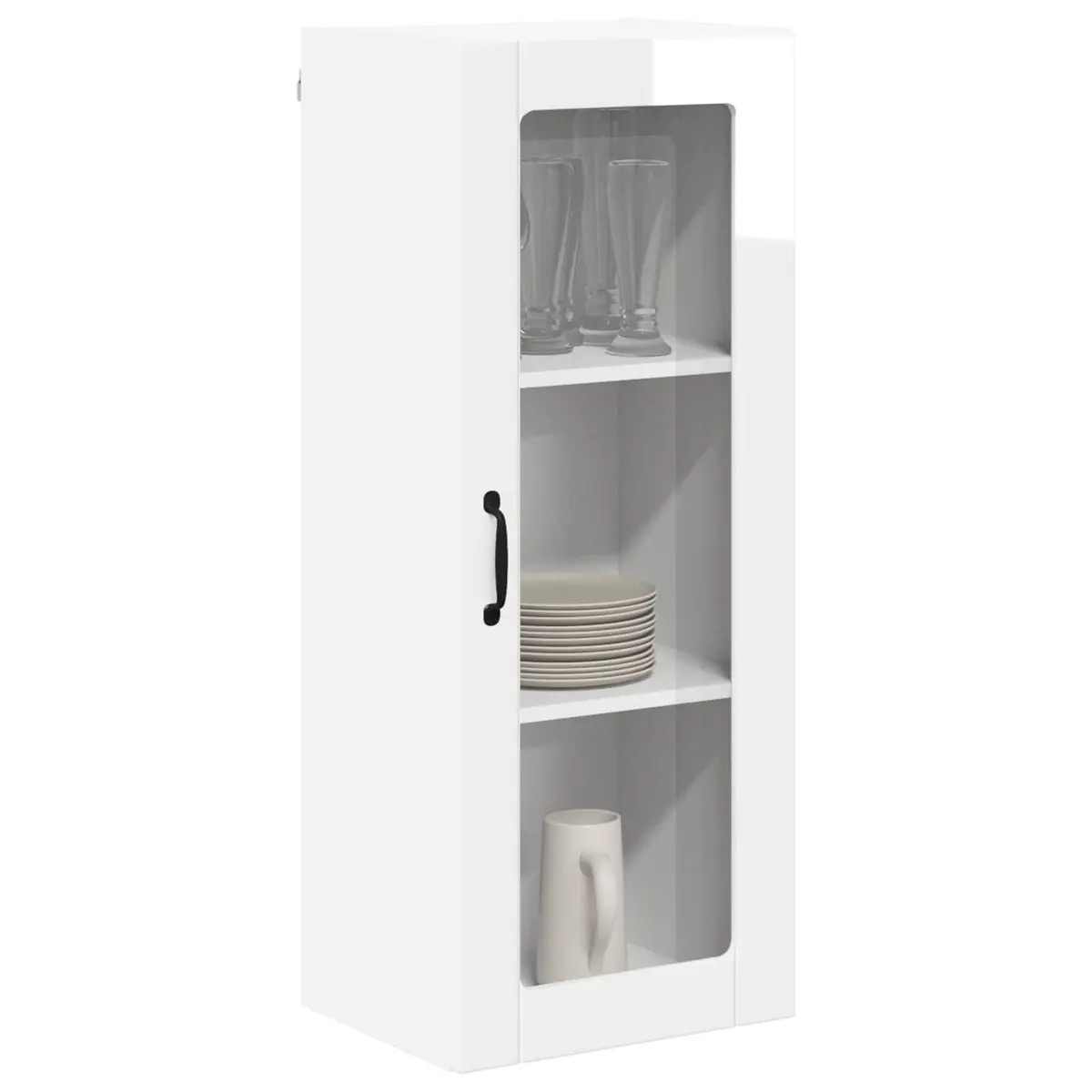 Wall Cabinet High Gloss White Modern Kitchen Storage 40 x 31 x 100 cm