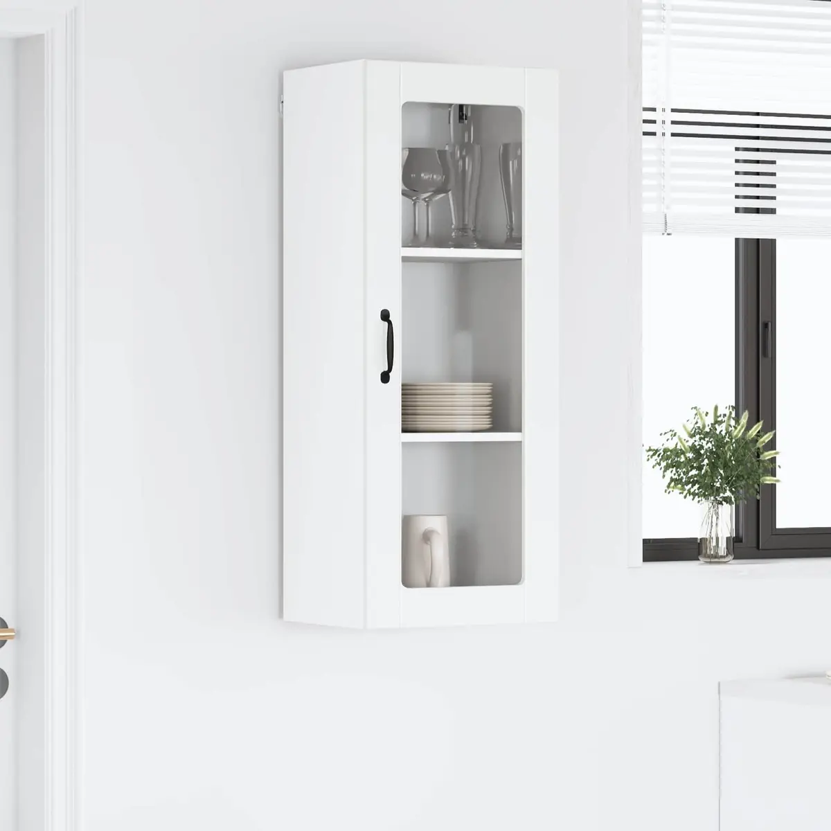 Wall Cabinet High Gloss White Modern Kitchen Storage 40 x 31 x 100 cm