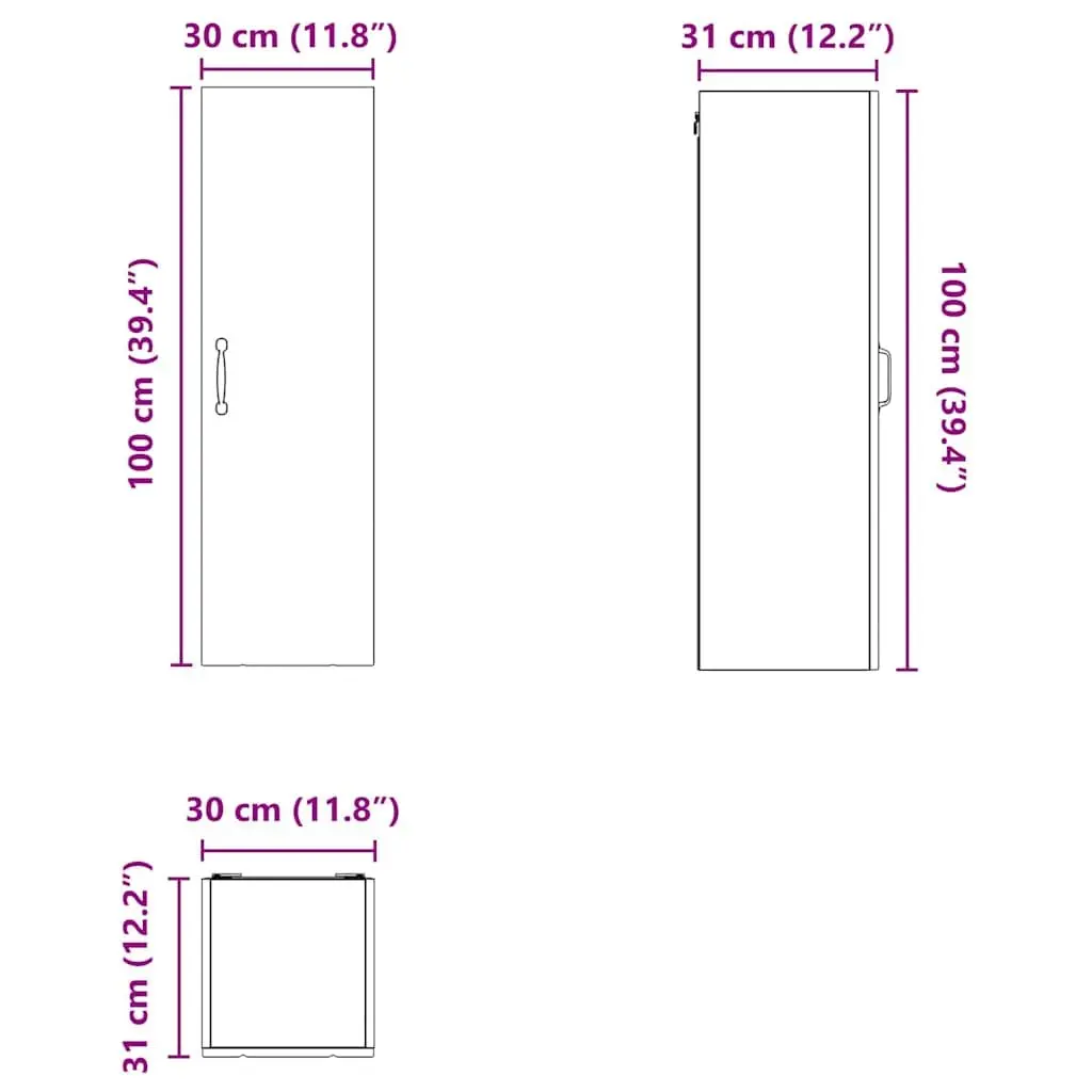 Wall Cabinet Modern High Gloss White 30 x 31 x 100 cm