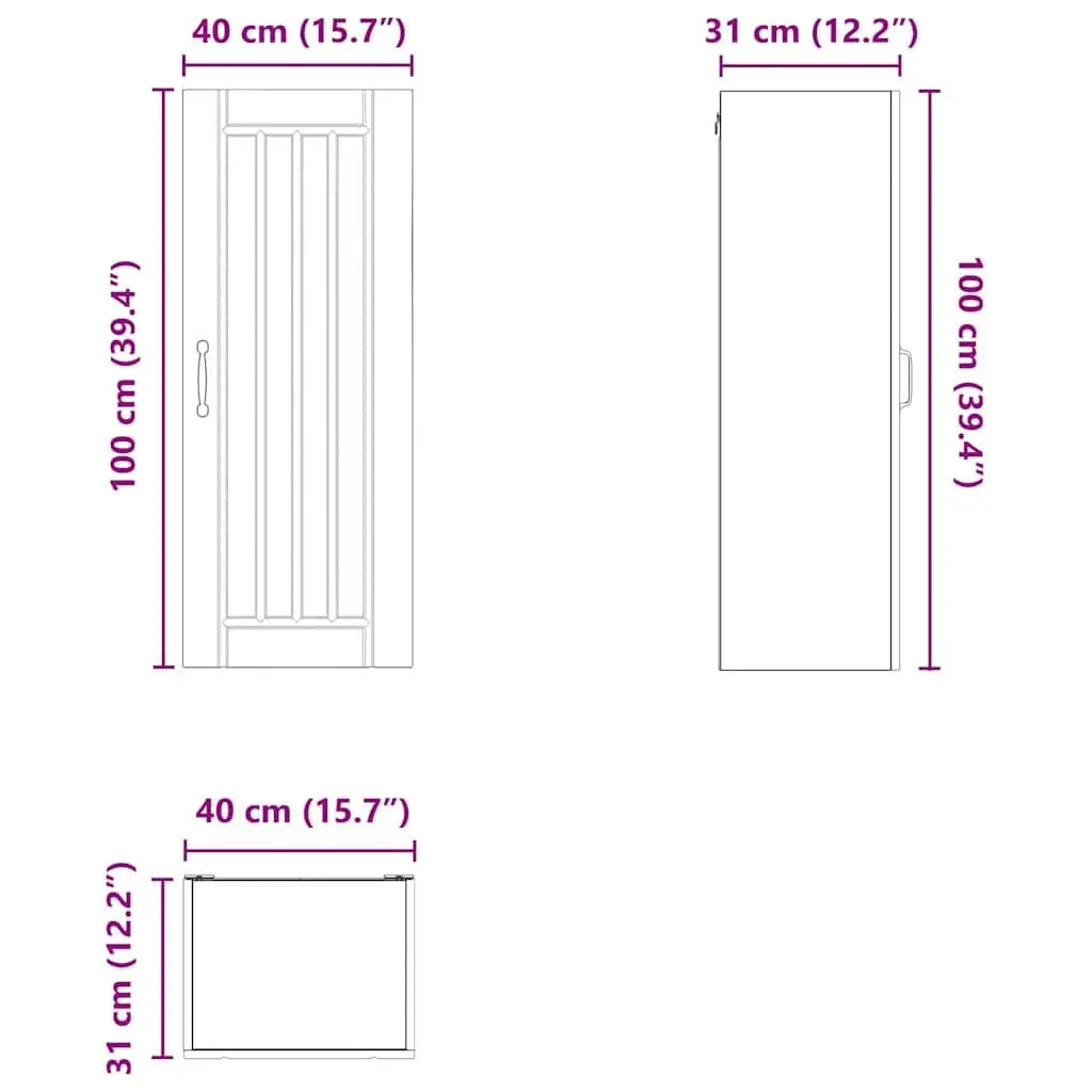Wall Cabinet Modern High Gloss White 40 x 31 x 100 cm